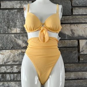Shade & Shore yellow high waisted bikini